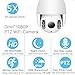 PTZ WiFi Camera Outdoor, 1080P Wireless IP Security Camera, Pan Tilt 5X Optical Zoom Dome Surveillance Cam, Two Way Audio Motion Detection 196ft Night Vision Onvif Waterproof CCTV Camera Max 128G SD