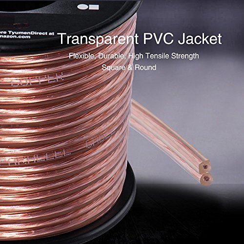 TYUMEN 40 FT Speaker Wire - 2 Conductors 18 Gauge Stranded 99.95% Oxygen Free Copper Wires - for Home Theater Speakers Radio Speakers Car Audio or Any Other Audio Interfaces-Transparent - Thumbnail 3
