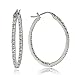 Hoops & Loops Sterling Silver Cubic Zirconia Inside Out 25mm Oval Hoop Earrings