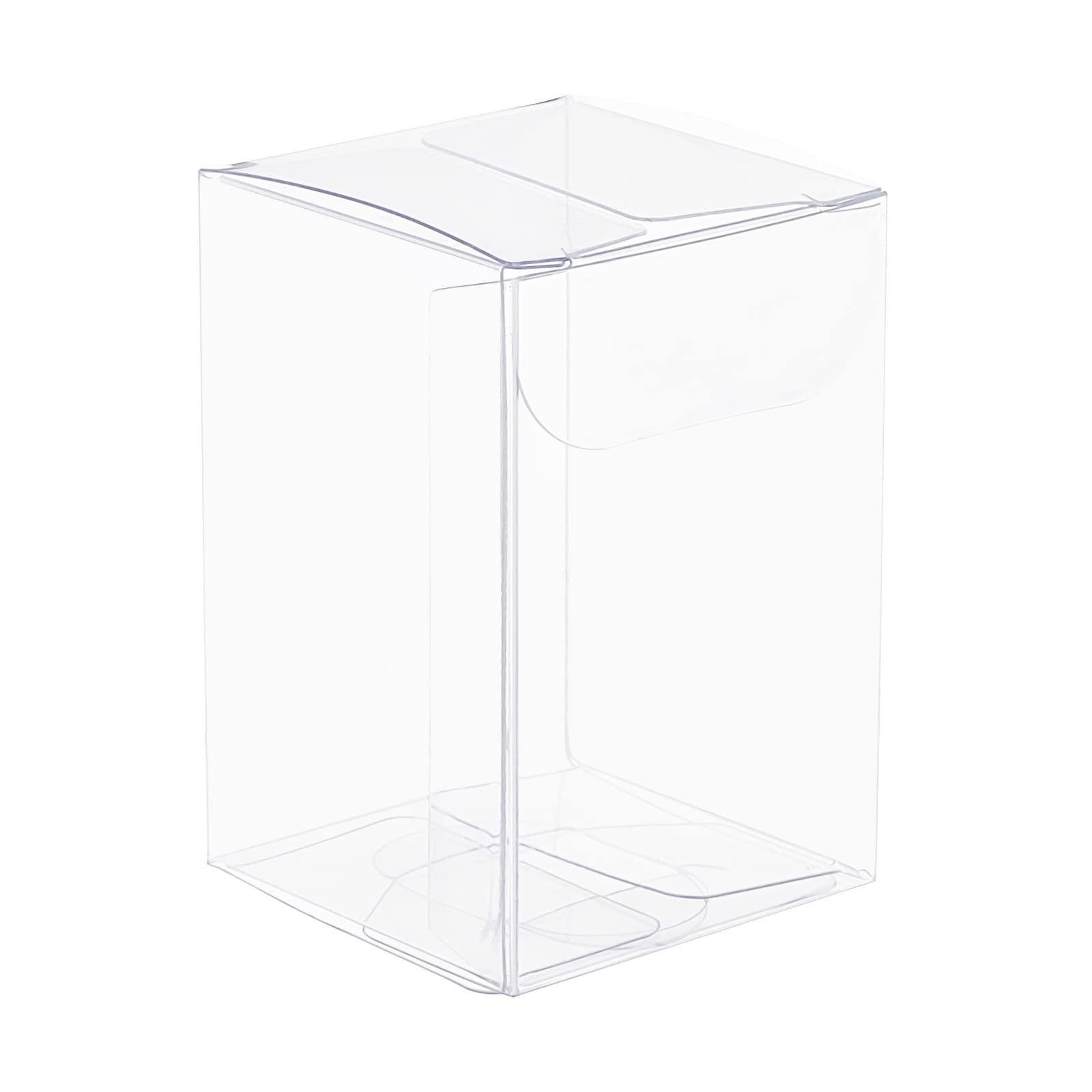 BENECREAT 40Pcs Clear Gift Boxes Rectangle Transparent PVC Favor Boxes 4x4x6cm/1.5x1.5x2.3'' for Wedding Party Treat Candy Cupcakes