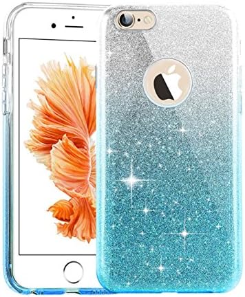 Minco iPhone 7 Case, iPhone 8 Case, [Bling Crystal] iPhone 7/8 Slim Anti Slick Protective Thin Cover Shell with 3 Layer Hybird TPU Shining Case for iPhone 7 (2016)/iPhone 8 (2017) - Blue Silver