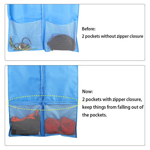 Kernorv Breathable Dust-Proof Garment Bags, Set of 5 Environmental Zipper Garment Bags for Dance Costumes, 51" Foldable Dance Garment Bags with Clear Window for Dance Dress, Storage or Travel (Blue)