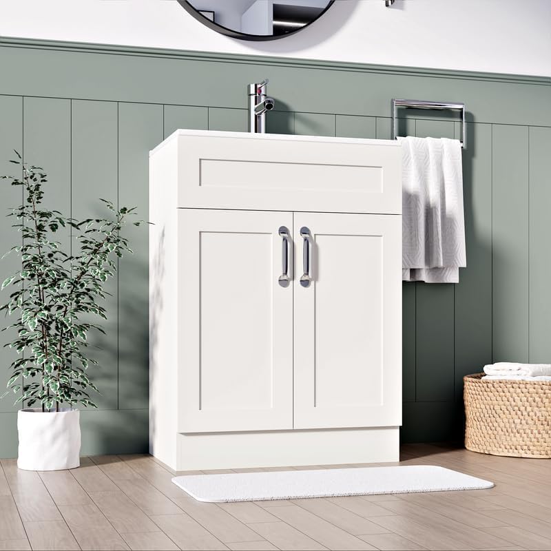 BELOFAY 500mm Floor Standing Vanity Unit with Basin Crawley White