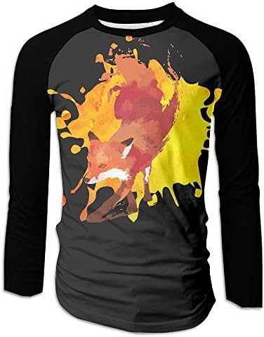 Cragie Red Fox Watercolour Print Men's Casual 3/4 Sleeve Athletic Raglan Baseball T-Shirt XL