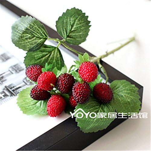 PLANTTION 9 Fruit Decoration Flower Artificial Fruit Paddle Strawberry Photo Props Artificial Plant Paddle Mulberry For Home Party red