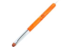 MOND'SUB French Manicure Brush -Two Way Nail Art Brush with Dotting Manicure Tool for Manicure Cuticle Clean Up Nail Art Design- Professional Nail Salon Quality Brush, Nail Dotting Pen (12#, Orange)