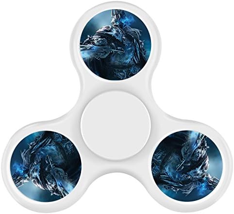New Style Cool Tri-Hands Fidget Spinner Toy, Stress Reducer Relieve Anxiety, Controlling Force, Fashion Design and Images(WOW Lich King - White)