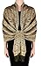 Peach Couture Soft Vintage Persian Paisley Printed Solid Pashmina Shawl Scarf (Tan)