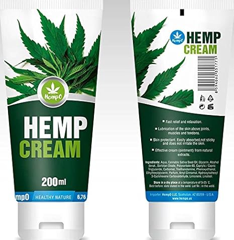 HANFCREME HempO - BESTSELLER USA - schnelle Erleichterung und Entspannung [200 ml / 6,76 Unzen]