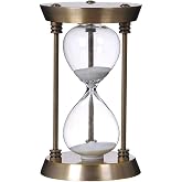 B BELLAWARE 60 Minute Metal Hourglass Decorative White Sand Timer, Bronze | 5.9 x 5.9 x 8.6 inch Large Size Sand Clock