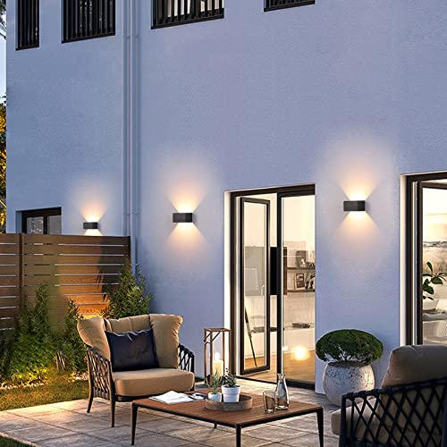 LED Wall Light Indoor/Outdoor with Motion Sensor, 24 W Wall Lamp, IP 65 Waterproof Outdoor Wall Light, 3000 K Warm White Wall Lighting, Modern Outdoor Light with Up Down Adjustable Beam Angle, Black