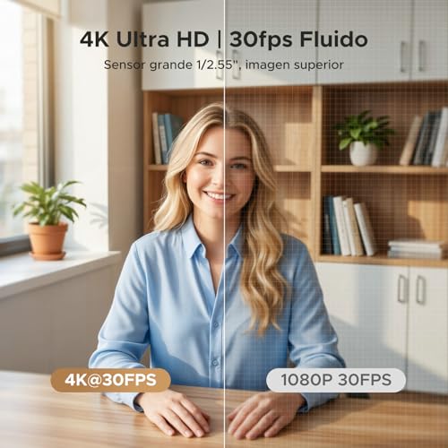 UGREEN FineCam Cámara Web 4K Ultra HD, 2 Micrófono con Cancelación de Ruido,Enfoque Automático, Face AE, 70° FOV, Adaptador USB-A/USB-C para PC/Portátil/Windows/Mac/Linux,Para Videollamadas, Streaming