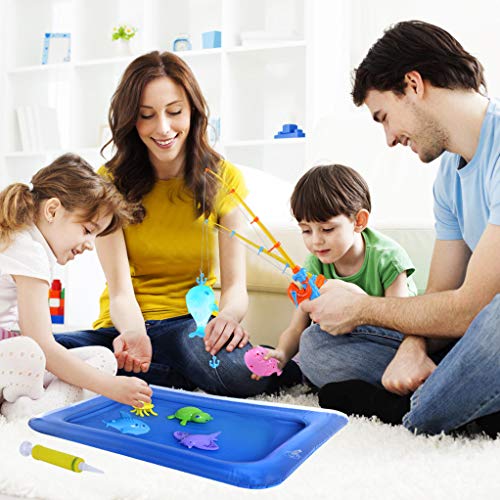 TEPSMIGO Magnetic Light Up Fishing Toy with Inflatable Pool, 6 Large Sea Characters + 2 Rod + 1 Mesh Bag, Ideal Game for Kids Age 3, 4, 5, 6 Year Old Toddler Boys, Girls - Thumbnail 6