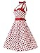 DRESSTELLS?Vintage 1950s Rockabilly Cap-Sleeves Cos Halloween Audrey Dress Retro Cocktail Dress Blue Black Dot M
