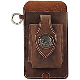 Genuine Leather Belt Phone Holster for Men Leather Phone Pouch Universal Belt Clip Case for iPhone Samsung Vintage Bag (Brown)