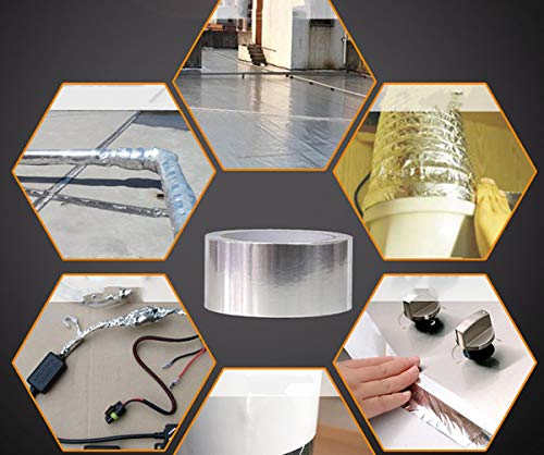Vasdoo Professional Grade Aluminum Foil Tape/Aluminum Tape -4.2 Mil (2 Inch x 65 Feet) - Perfect for HVAC, Sealing & Patching Hot & Cold Air Ducts, Metal Repair