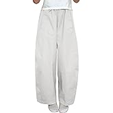 TITOMD Women's Barrel Pants Drawstring high Waisted Wide Leg Pant Casual Harem Trousers with Pockets