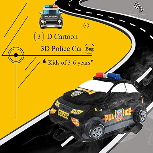 RUNALP 3D Police Car AUDI Q5 Style Backpack, Lightweight and Waterproof, Bag for Toddlers and Kids, Black