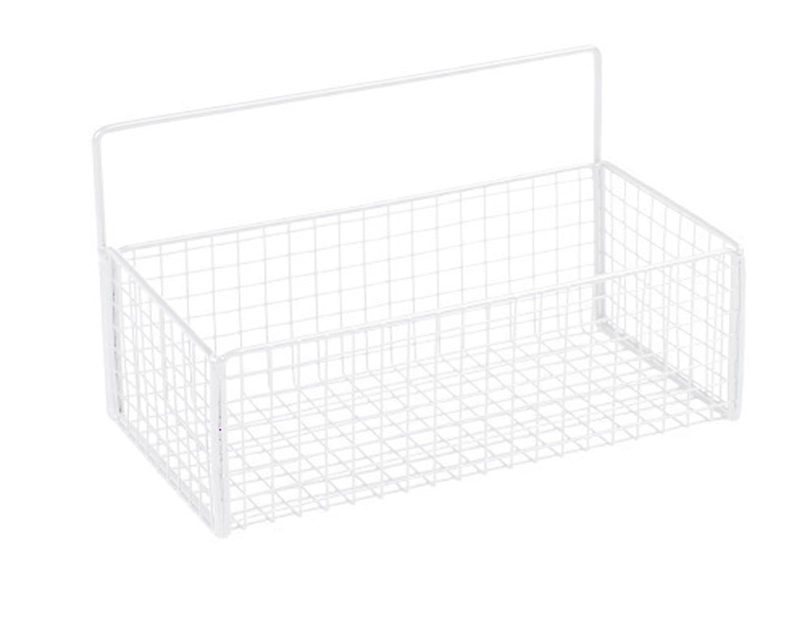 Gzsekken Wall Storage Basket Black Metal Wire Storage Baskets No Drill installation Bathroom Basket Small Pantry Baskets for Cabinets, Pantry, Closets,Bathroom, Kitchen,Bedroom/1Pack White-Small