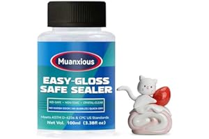 Muanxious Air Dry Clay Glaze — No-Tack High Gloss Waterproof Clear Varnish & Sealant, ASTM D-4236, Low Odor, Anti-Yellowing, 