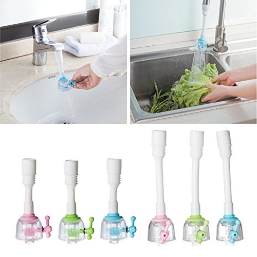 Flexible Swivel Sink Faucet Sprayer Aerator Kitchen Attachment Accessories with Adapter,LIYUDL Bathroom Laundry Shower Head Extension,ABS + PVC (Green) - Thumbnail 2