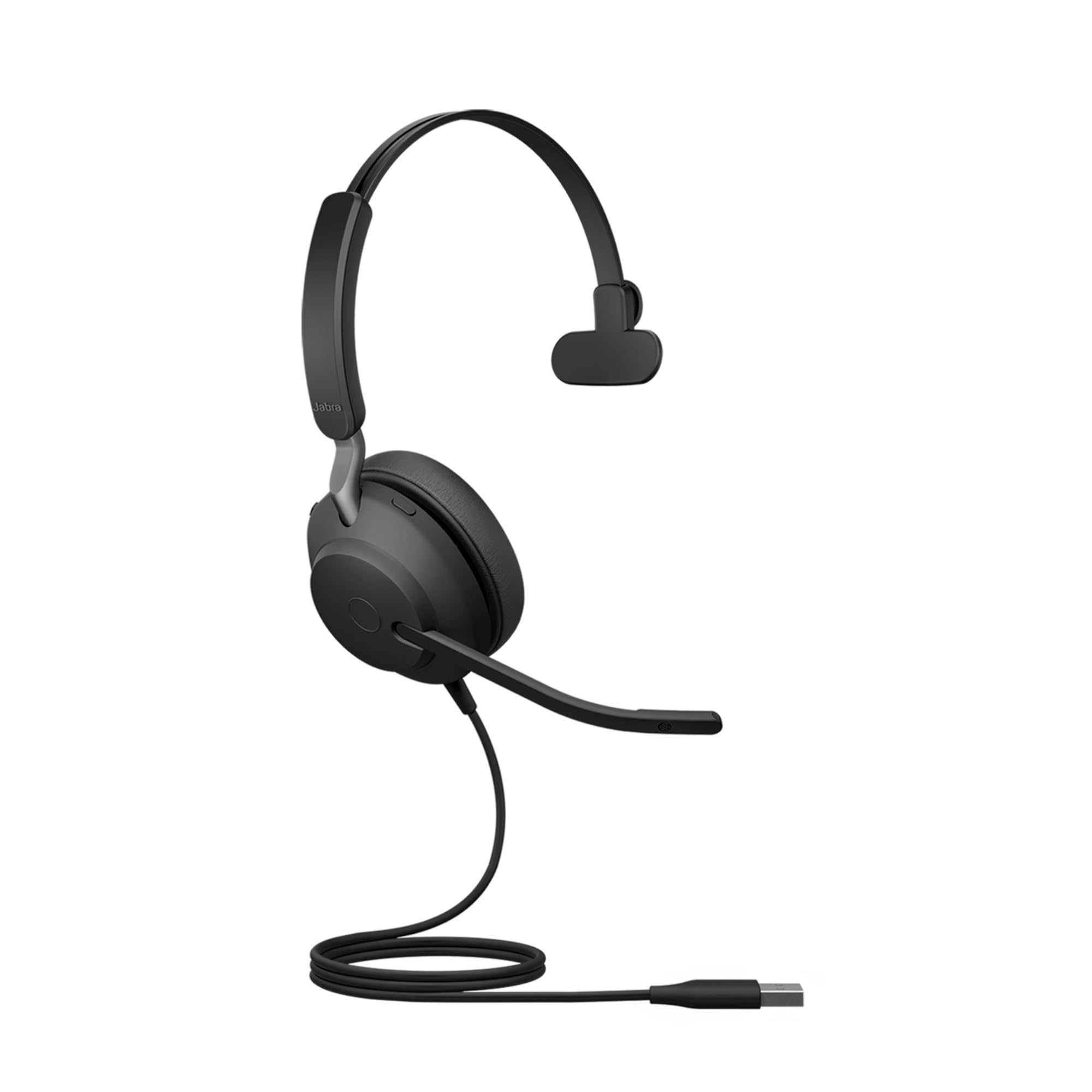 Jabra Evolve2 40 PC Headset – Noise Cancelling UC Certified Mono Headphones With 3-Microphone Call Technology – USB-A Cable – Black
