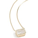 SHASHI Women's Emerald Baguette Necklace, Crystal, Clear, Gold, One Size