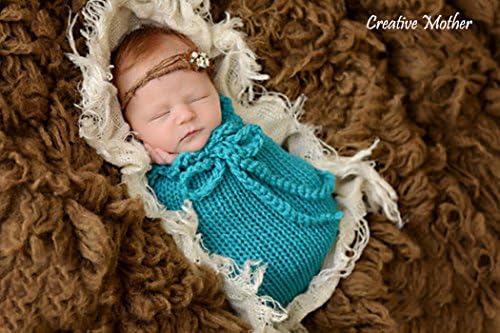 Creative Mother Christmas Cocoon Sleeping Bag for Newborn Boy Girl Cotton Knitted Crochet Photography Prop (Blue)