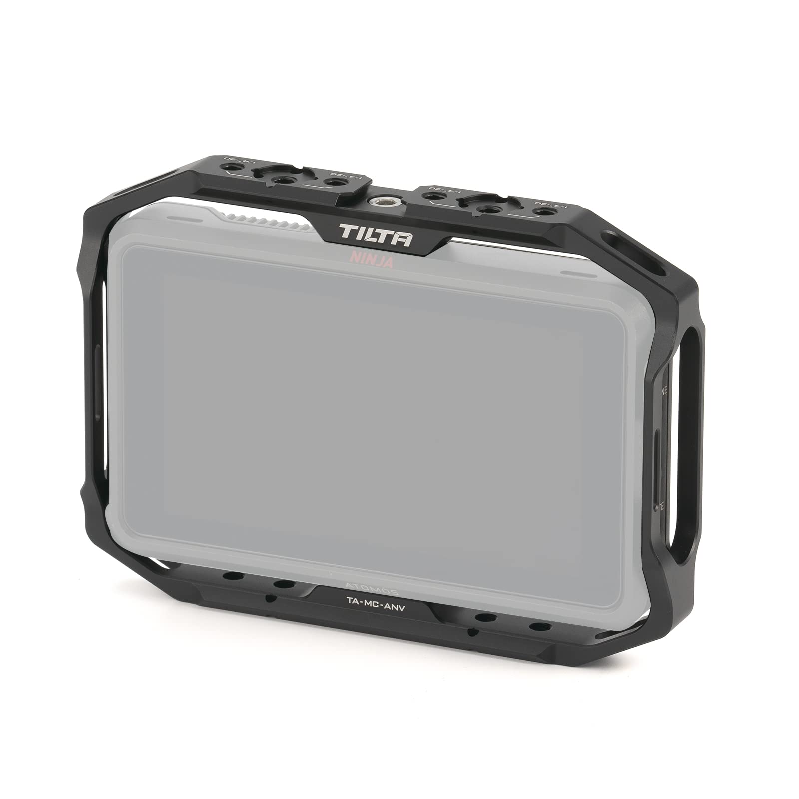 TILTA Monitor Cage for Atomos Ninja V V+, with NATO Rail，HDMI Cables Clamp and Multiple 1/4″-20 threads TA-MC-ANV-B