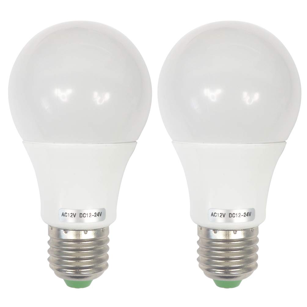 GLMING E27 Base 12-5730 SMD LED Bulb Non-Dimmable 5Watt Thermal Plastic Light 40-Watt Equivalent 12V Low Voltage Warm White Pack of 2