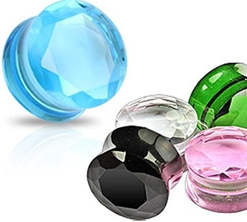 Faceted Glass Double Flared Saddle Ear Plug - 00 Gauge (10mm) (Pink)