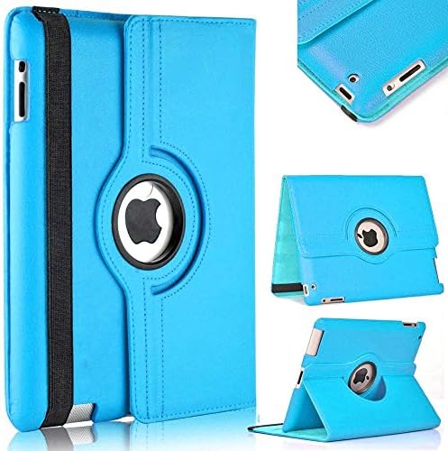 iPad Air 1 Case, AllinoMarket - 360 Degree Rotating Stand Case Smart Cover with Auto Sleep and Wake Feature and Strap for Apple iPad Air 1 (2013 Release) (Sky Blue)