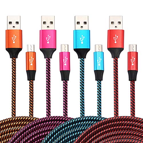 High Speed Cell Phone Charger Android Bynccea [4-Pack 6FT] Micro USB Cable Multi-Colored Nylon Braided Fast Charging Cord Compatible Samsung S7 Edge J7,LG G4,HTC,Motorola,Kindle,Sony,Xbox One,PS4
