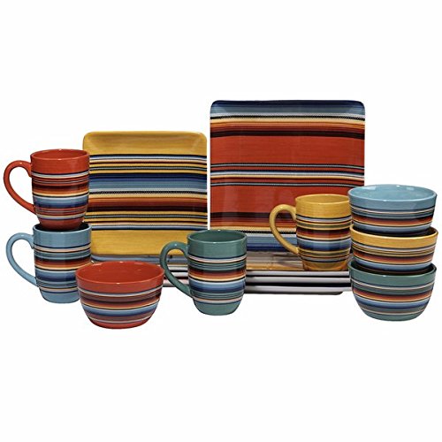 Buy Yellow, Blue, Orange Square Dinnerware Set Including 4Dinner