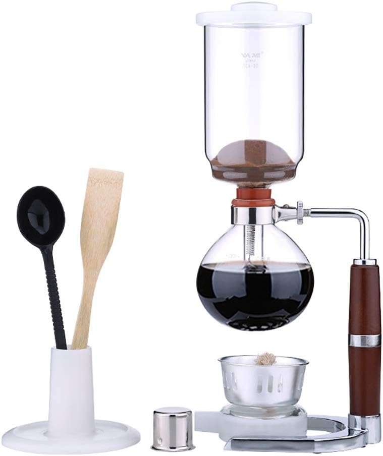 FYHKFSiphon Coffee Maker Set Coffee Syphon Technia coffee pot Glass syphon pot 3 cups 16.3 * 37cm,3 colors Vacuum Coffee Makers (color : B)