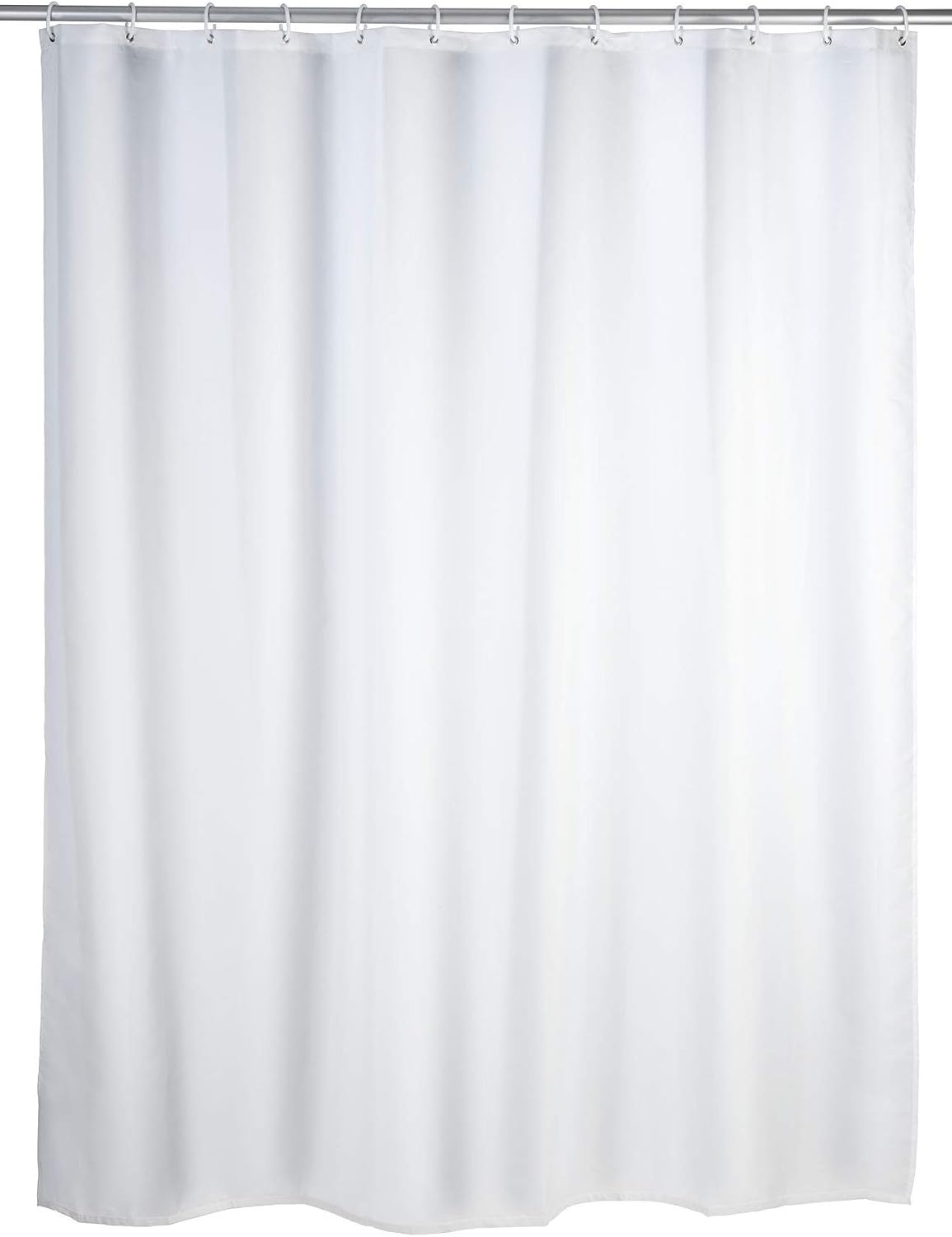 Wenko 19146100 Shower curtain singlecolour White highquality textile fabric, washable, Plastic Polyester, White