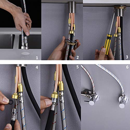Oversized Kitchen Faucet with Pull Down Sprayer Delle Rosa Heavy-Duty Commercial Style Single Handle Spring Pre-rinse Farm Sink Faucets Oil Rubbed Bronze