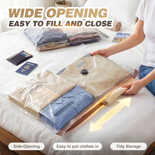 Vacuum Bags for Clothes, Vacuum Bags for Food, Clothes Vacuum Pouch with Pump, Space Saving 14 Pieces Set - Ideal for Travel