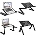 Portable Adjustable Aluminum Laptop Desk Laptop Stand with Mouse Pad Side Mount-Notebook-Macbook-Light Weight Ergonomic TV Bed Lap Tray Stand Up/Sitting-Black (without fan)