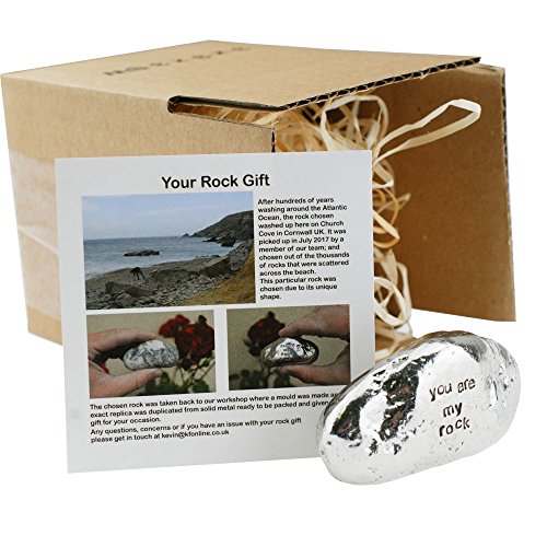 You Are My Rock Gift Idea - Solid Metal Heavy Polished Rock Gift Idea for Him & Her