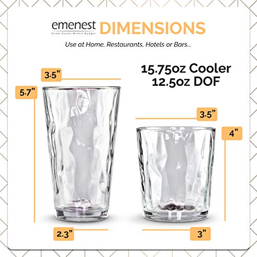 Clear Drinking Glass 12-pc Set - 6 Heavy Based Highball and 6 Double Old Fashioned Glassware for Whiskey, Scotch, Juice - Ideal for Dinner, Parties, and Special Events