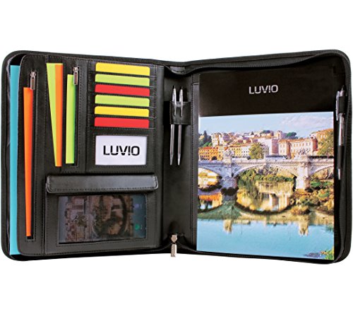 LUVIO Padfolio Portfolio with Bonus Writing Pad, Professional Interview PU Leather Padfolio with Zippered Closure, Interior 10.1 Inch Tablet Sleeve - Thumbnail 5