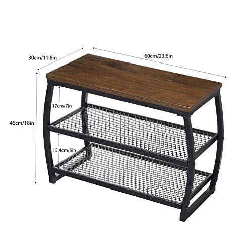 RooLee Shoe Rack Bench, Vintage 3-Tier Heavy Duty Shoe Organizer Storage Shelf for Entryway Hallway Living Room - Thumbnail 6