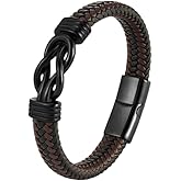 CLISPEED Leather Bracelet for Male: Casual Brown Braided Bracelet Leather Chain Wrist for Men Husband Dad Son
