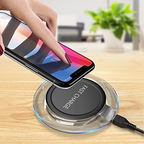 GETIHU Wireless Fast Charger Qi Phone Charging Pad QC2.0/3.0 Enabled Charge Station for Smartphone Samsung Galaxy S8 S8+ Note 8 S7 Edge S7 Note 5 S6 Edge Plus (Black)