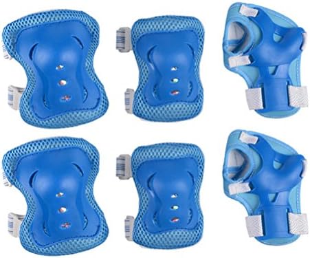 Kid's Knee Pads Wrist Roller Elbow Blading Blades Pad Guards ,For Inline Roller Skating Biking Sports Safe Guard(Blue)