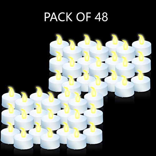 Flameless LED Candles,ANKO Realistic Flickering Effect Tea Light, Long Lasting Battery and Warm Light for Seasonal Decorations, Parties, Celebrations, Special Events and More. (PACK OF 48)