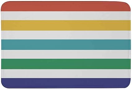 Gestreifte rutschfeste Türmatte, regenbogenfarbene und weiße lustige