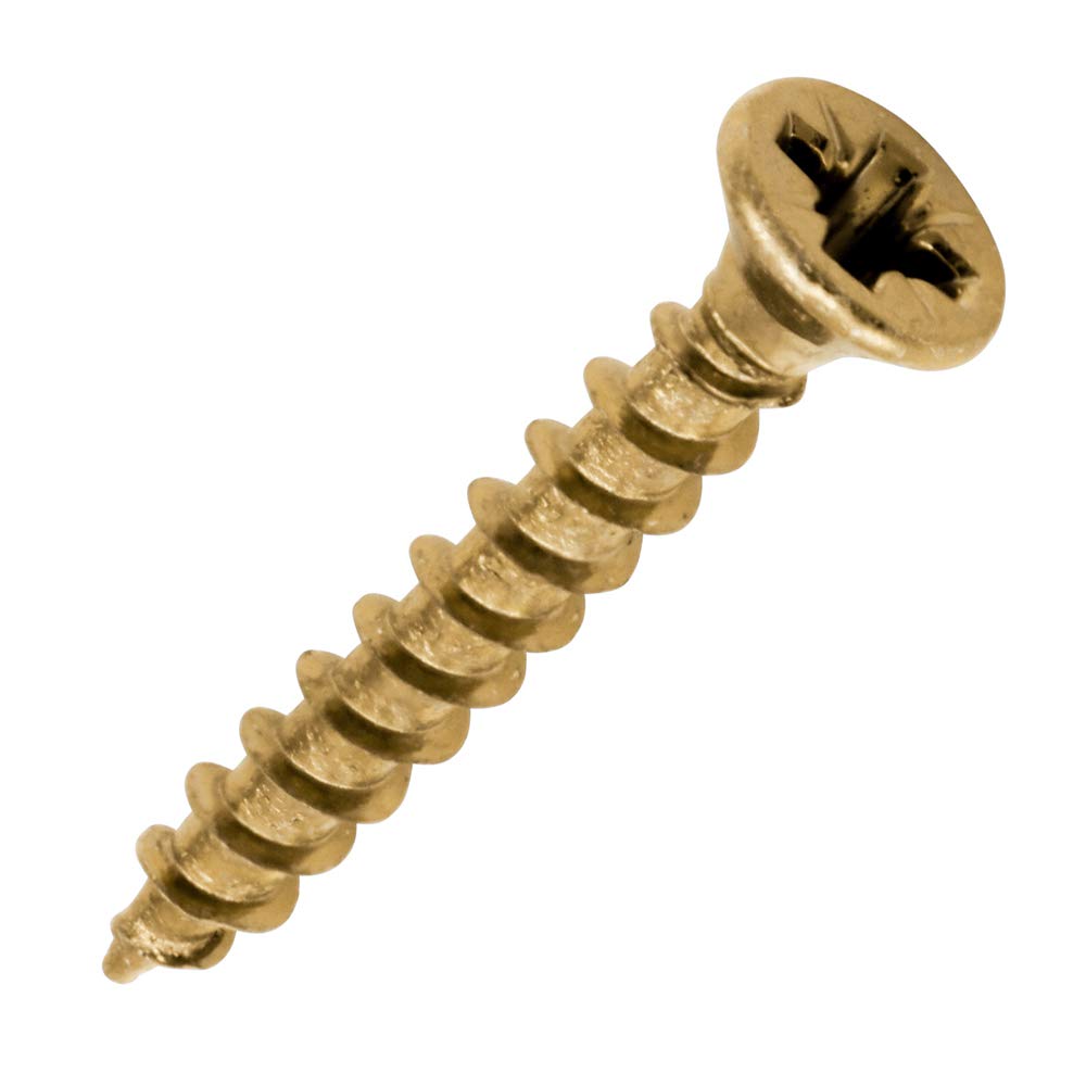 TIMCO Solo Chipboard & Woodscrews - Gold - 3.5 x 25 - Box of 200 - A Single Thread woodscrew mainly Used in Various Types of Timber and Man-Made Boards or into Masonry with The use of Plastic Plug — image 1