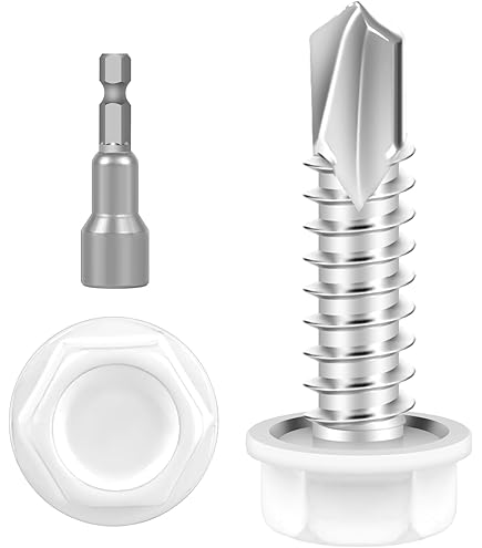 750) White Painted Zip Screws 8 x 3/4 Self-Piercing Hex